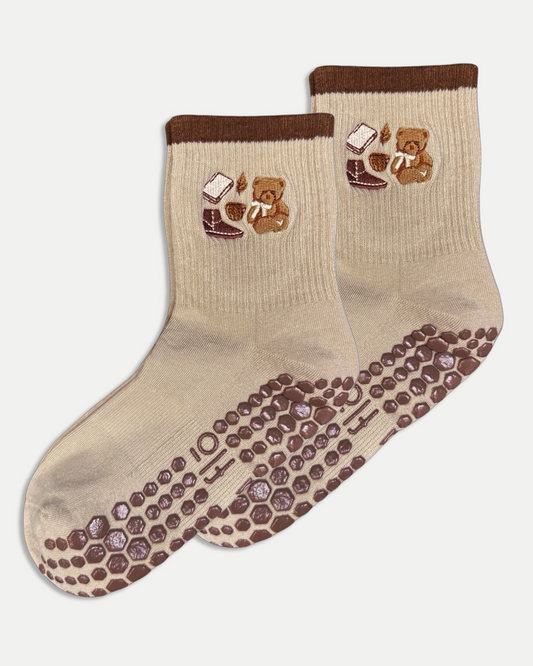 Espresso Teddy Grip Socks